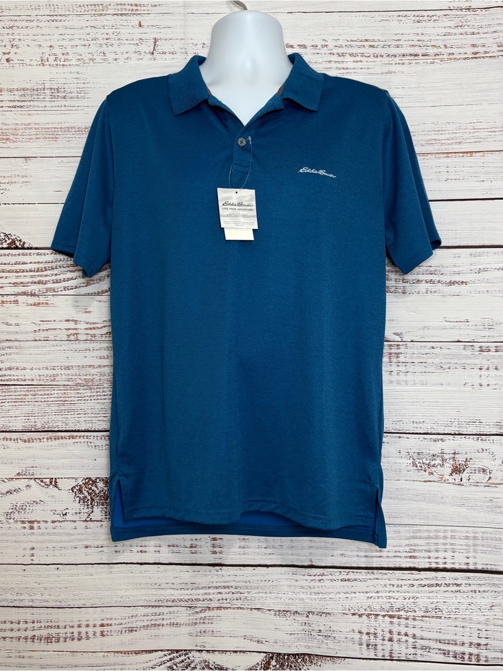 Eddie Bauer Blue FreeDry Short Sleeve Polo